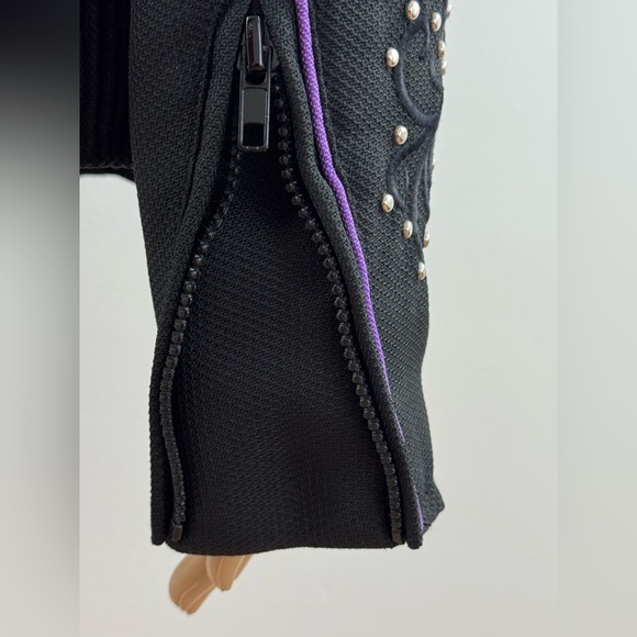 Women's Revolution Gear Biker Motorcycle Jacket With Purple Embroidered Wings - Picture 3 of 13